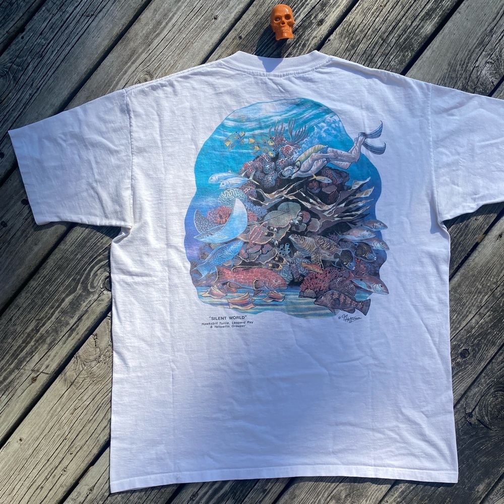 90s ocean nature animal art shirt sz XL